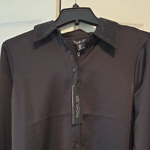 Rachel Zoe Black Dress Shirt with Embellished Details